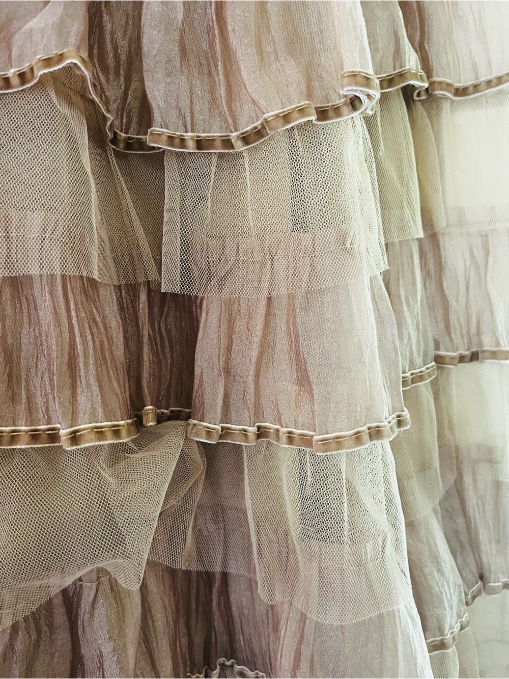 Boho Western Organza Layered Lace Chiffon Tiered Party Cocktail Maxi Skirt XL - Picture 5 of 6